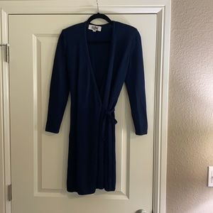 St. John Knit Navy Wrap Dress
